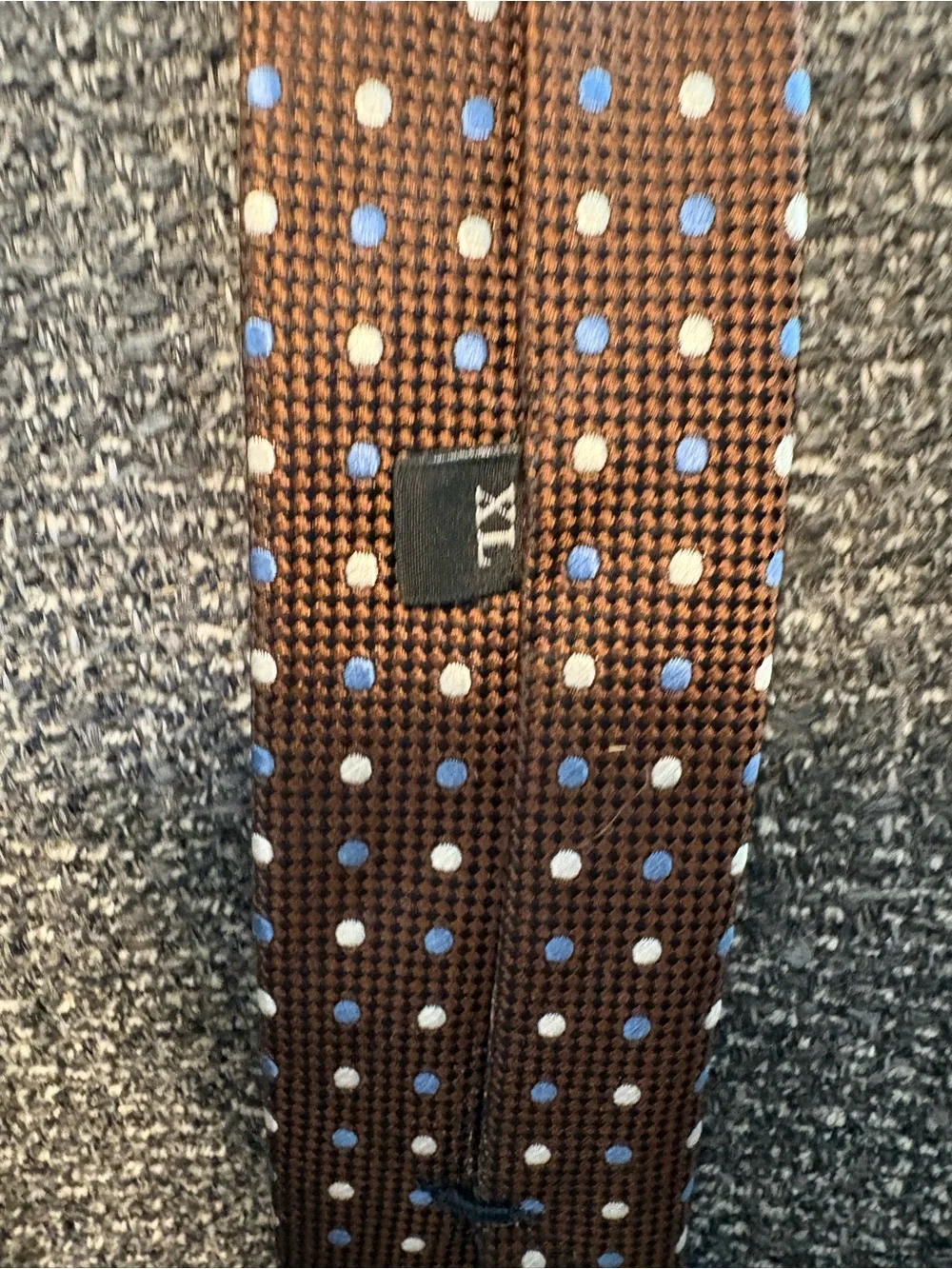 Ermenegildo Zegna Brown Tie with Blue and White Polka Dots